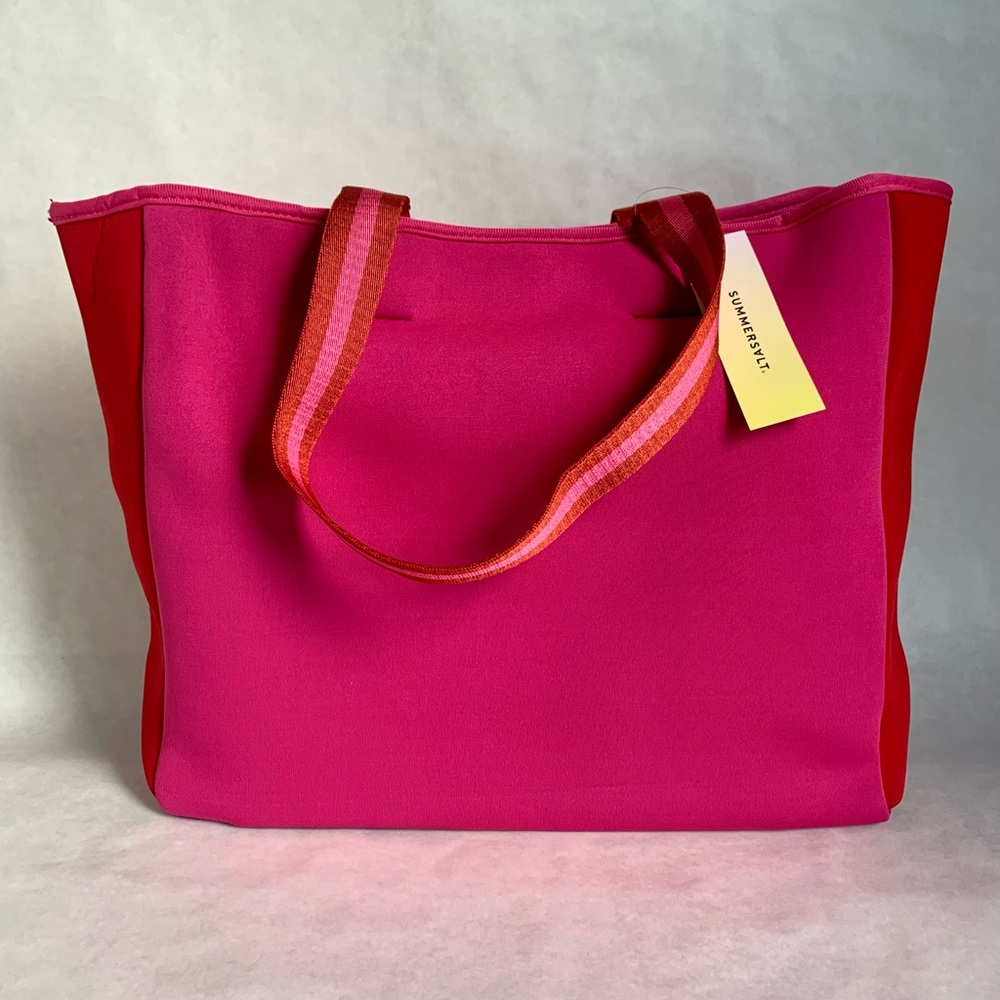 SummerSalt red and pink neoprene tote bag